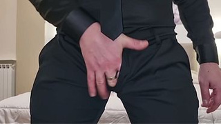 SOLO | HUBBY - CUMS - HAND-JOB - MASTURBATES - POINT OF VIEW - CLOSE-UP WET PRICK WITH LEAKAGE - ELEGANT - DARK DRESS - VERY ATTRACTIVE HUSBAND - FUCKING THE BED - PISSING - CUM-SHOT - MOANS