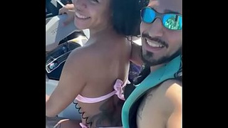 Fresh lady left her hubby on the beach and had sex with the instructor on the jet ski.