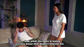 Slim brunette stepsister knows how to convince her stepbrother to show her his monstrous penis.