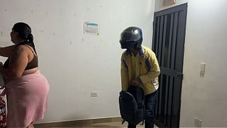 THE PIZZA DELIVERY HUBBY GETS HIMSELF AS PAYMENT! WHAT A SLEAZY!