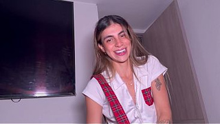 I surprise my stepbrother with charming lingerie, and make him sperm in my massive rear-end.