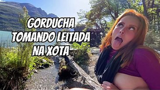 Chubby skank with a huge cunt getting a load in her vagina from her gay friend.