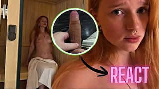 React: My stepsister blushes at the sight of my erect dong in the sauna - it's her first sexual experience | Kuporovaa Krupa
