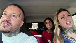 We called a delivery driver during her work hours to have some charming sex in our car so we could both sperm inside her!