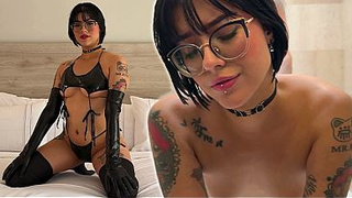Hispanic Goth Slut goes Deep throat on my cock - Petrova Kath