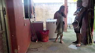 My ex-wife went out and the maid couldn't resist my erect dong.