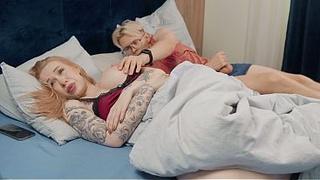 Step Son Creampies Step Mom in Hotel Share Bed Petting!
