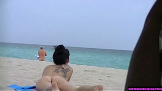 Exhibitionist Ex-wife Allison Banks Teasing Nude Beach Voyeurs!