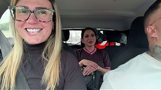 I called the aunt from daycare to have sex with us until she came all over our car! And her twat was covered in sperm.