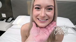 Stunning Blonde College Whore Gets Her Shaved Twat FILLED With a Attractive Cream-pie
