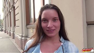 GERMAN SCOUT - Tiny blonde Teenie Anita B with Fit Body Pick Up for no condom Casting Anal Fuck