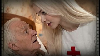 Nurse Katia seduces the mature fiance, and he, with his rock-hard wang, mounts her until she blows all his spunk - AI-generated content