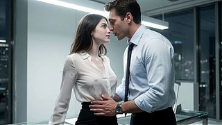 The horny employee won't let her boss go home so she can ride his dick - AI-generated content