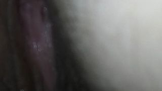 Doggy style, cum in my pussy and bush, white dotted penis